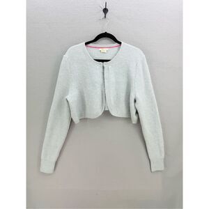 Boden Womens Blue Crop Wool Blend Open Front Cardigan Bolero Sweater Size XL